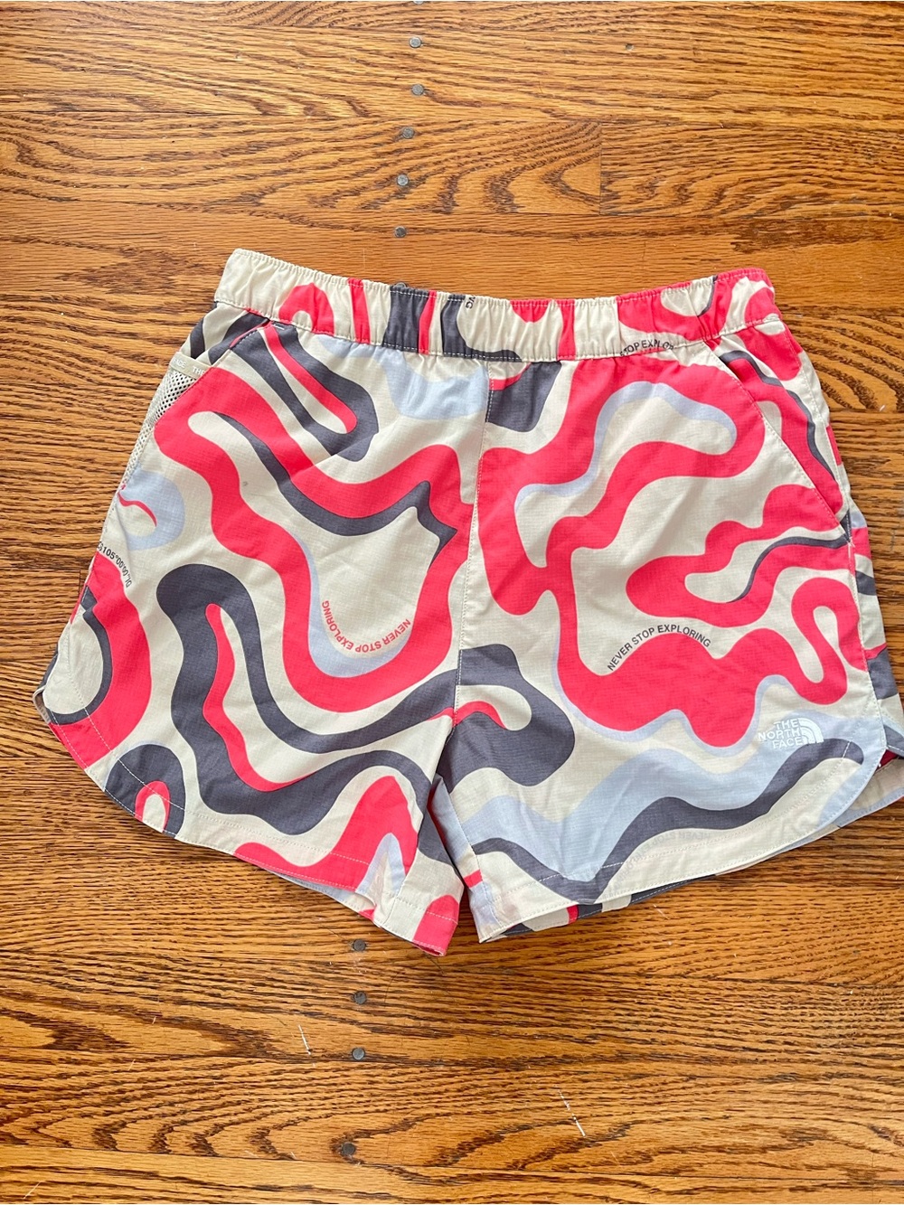 The North Face Class V Pathfinder Shorts Gravel Wavy Lines Print - Woman’s Small
